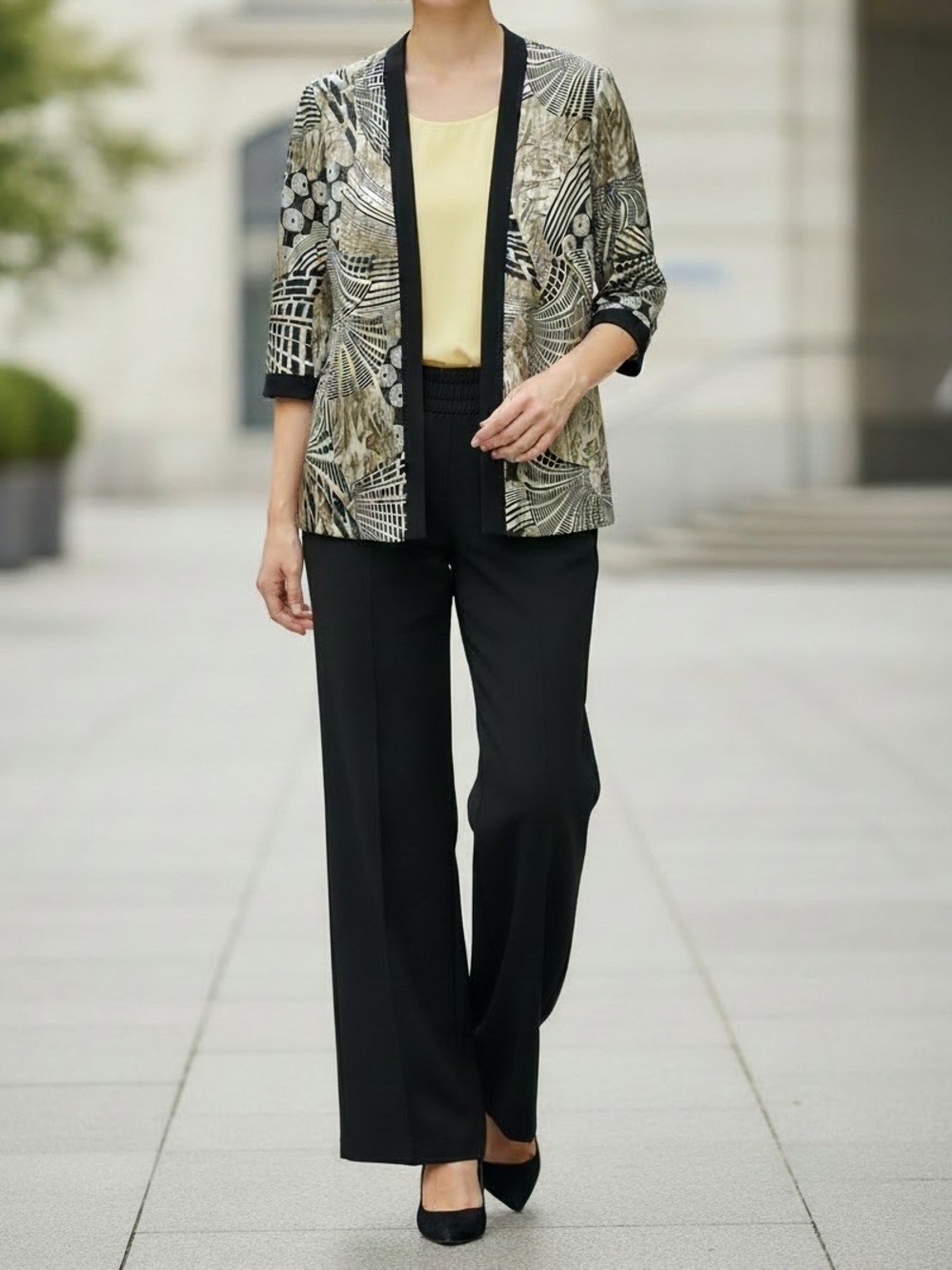 R&M Richards Black and Gold Pantsuit Size 10